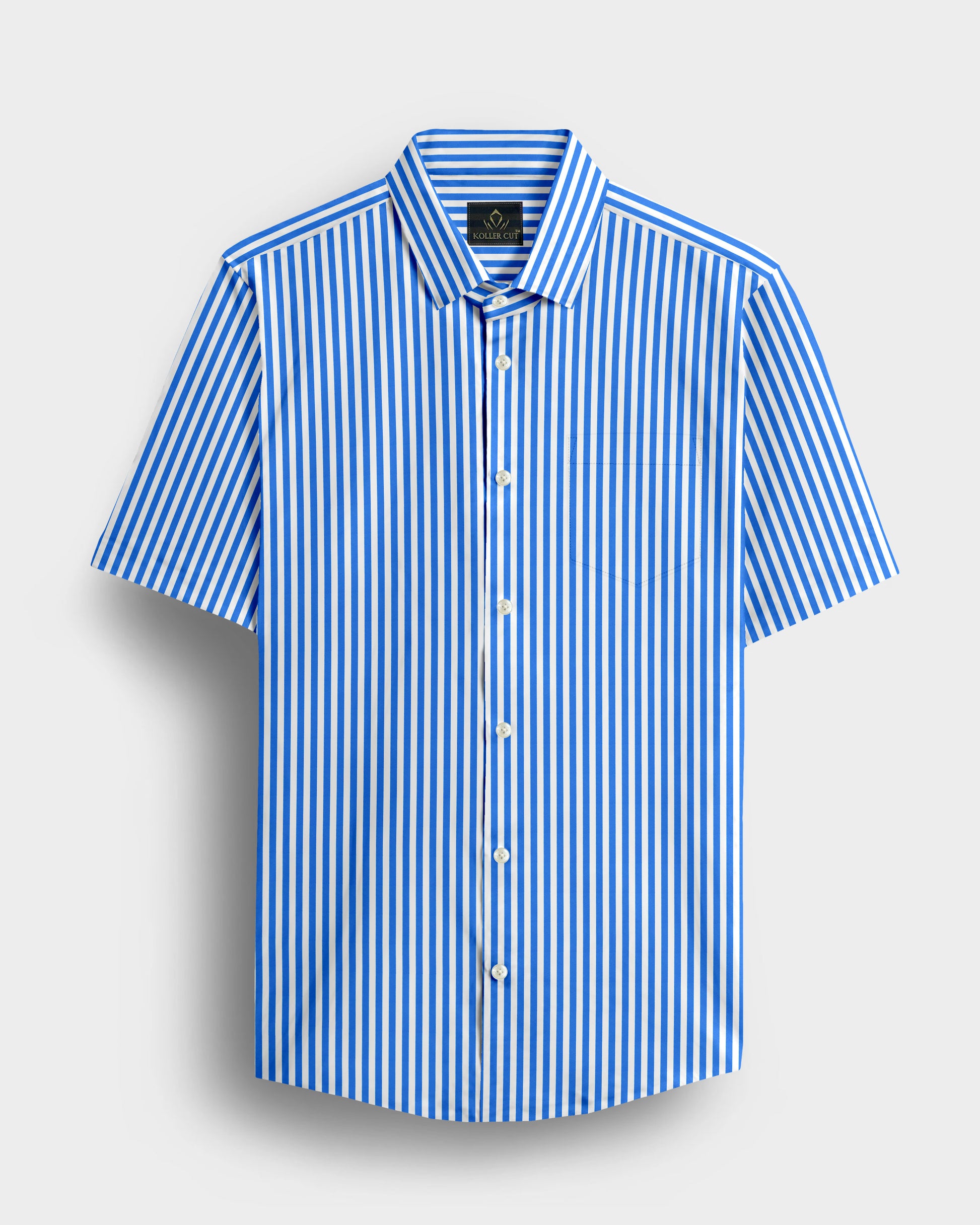 White and Stellar Blue Candy Stripes Cotton Shirt