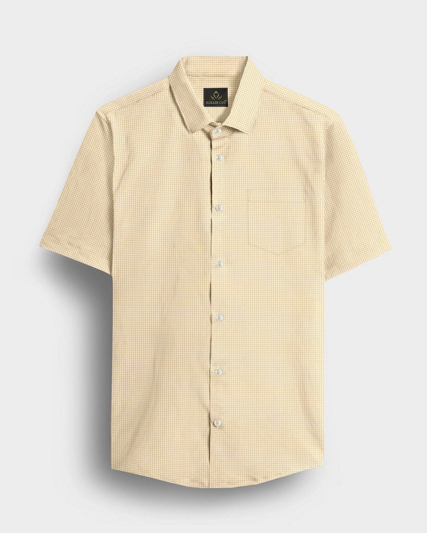 Lemonade and White Ninja Shuriken Printed Cotton Shirt
