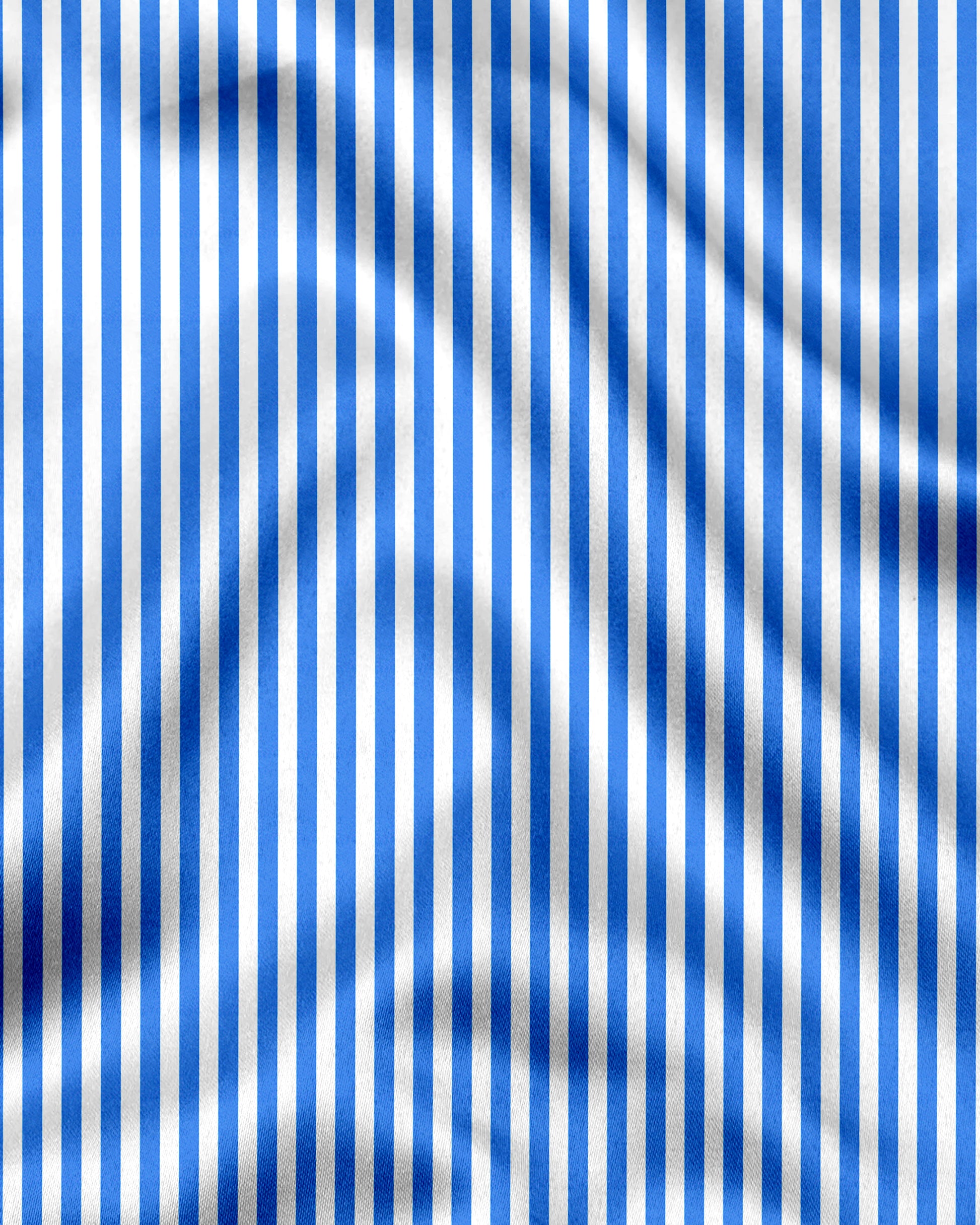 White and Stellar Blue Candy Stripes Cotton Shirt