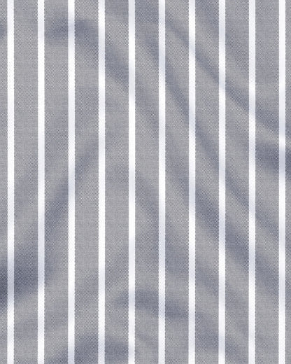 Mirage Gray and Flash White Chalk Stripes Designer Oxford Cotton Shirt
