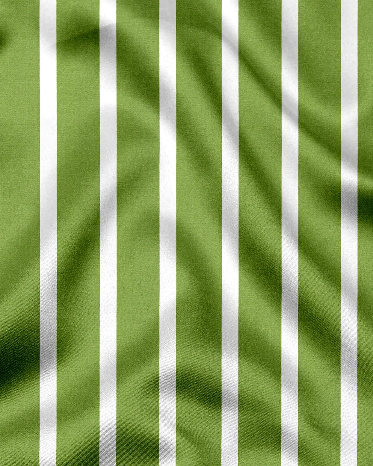 Kiwi Green and White Wide Chalk Stripes Designer Cotton Shirt