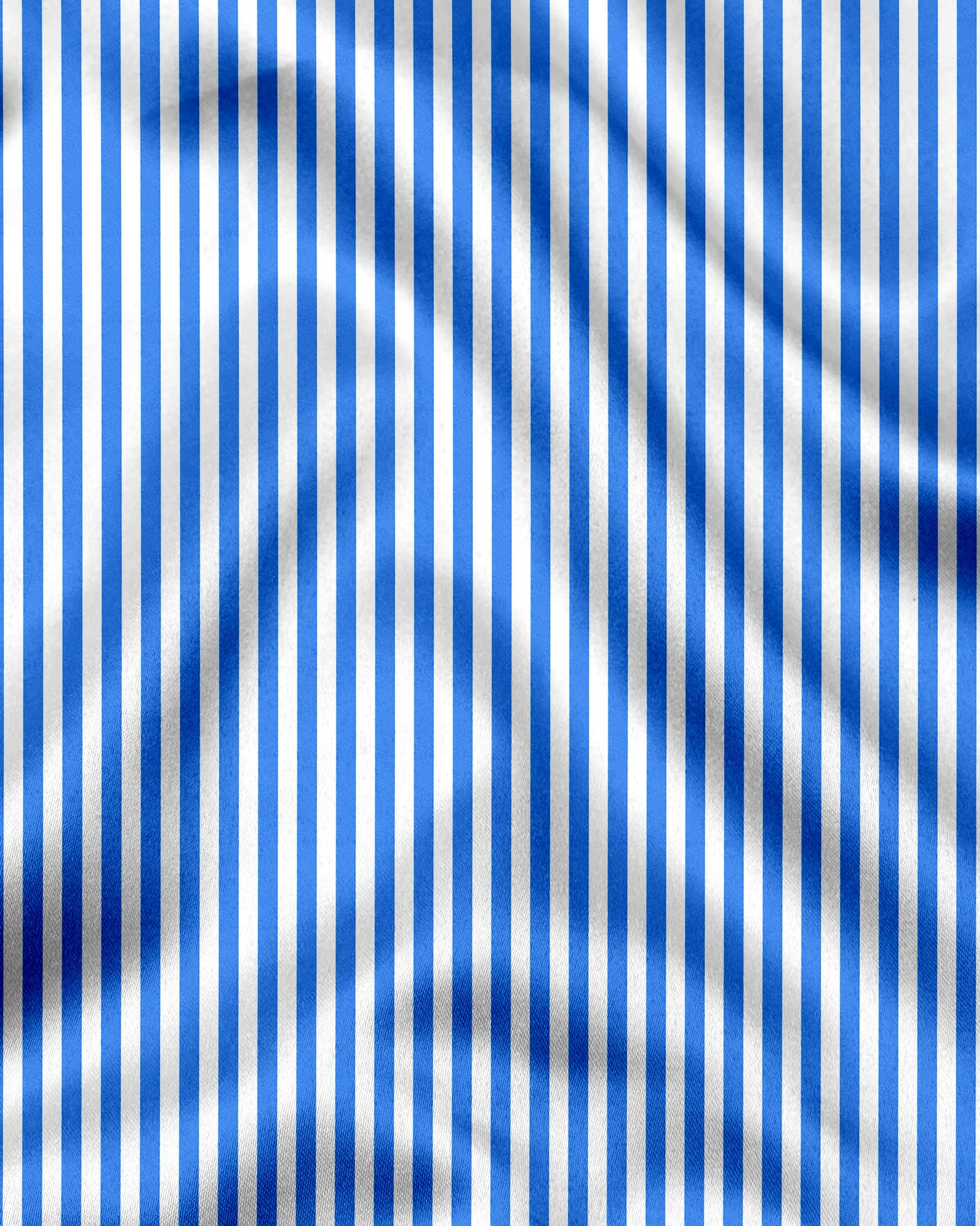 White and Stellar Blue Candy Stripes Cotton Shirt