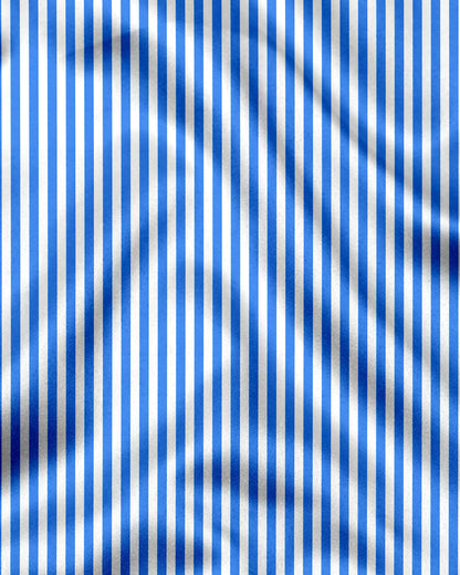 White and Stellar Blue Candy Stripes Cotton Shirt
