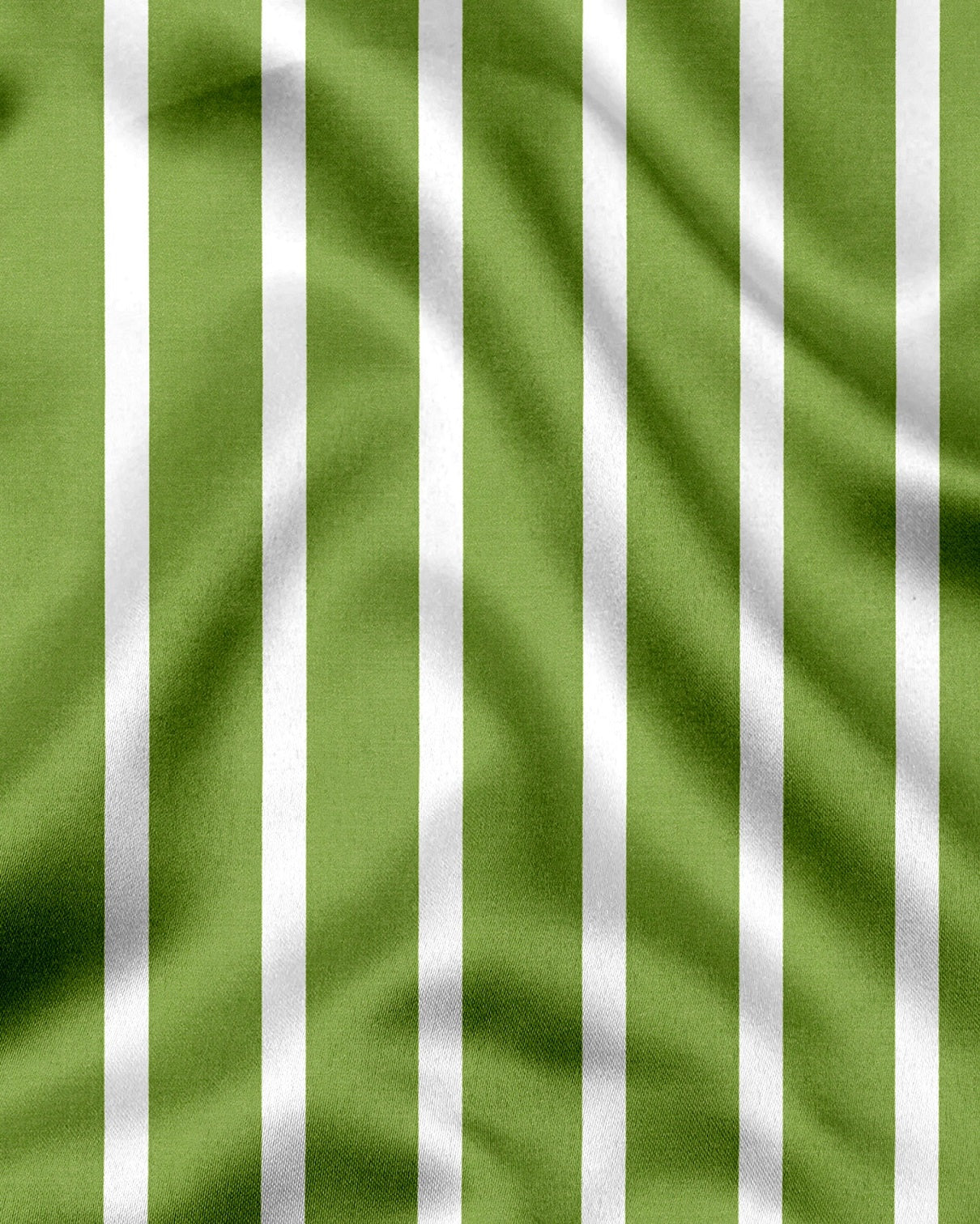 Kiwi Green and White Wide Chalk Stripes Cotton Shirt
