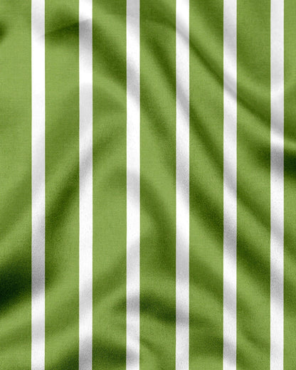 Kiwi Green and White Wide Chalk Stripes Cotton Shirt