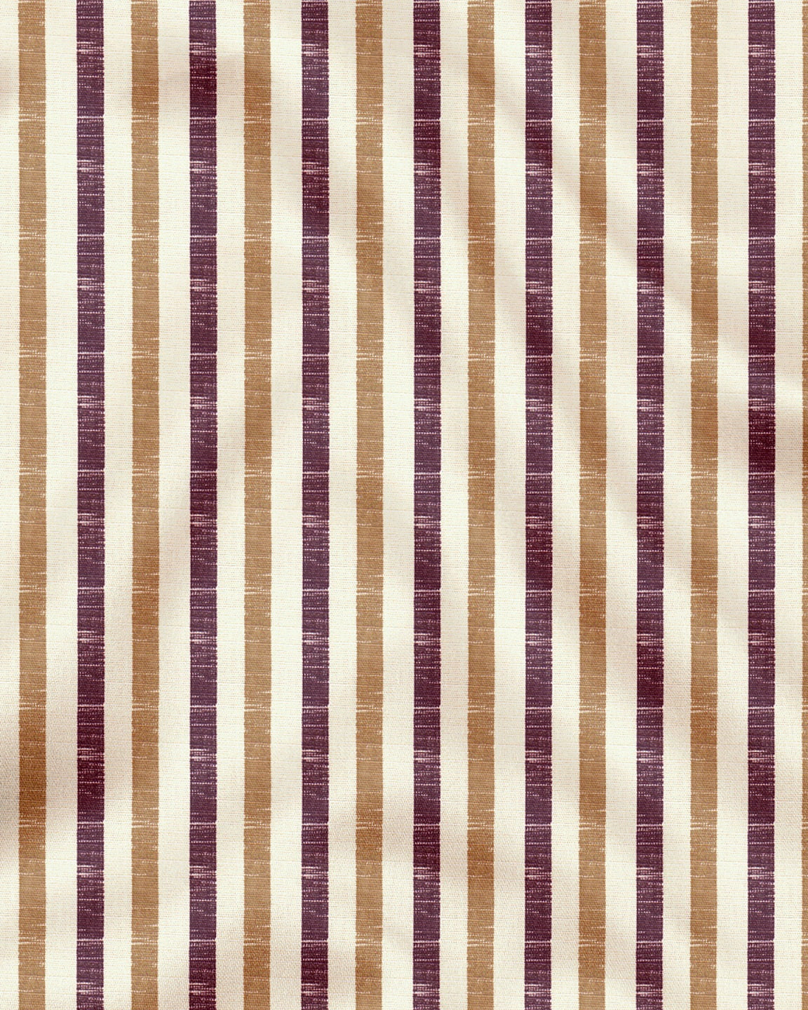 Beige with Wine and Antler Brown Multitrack Stripes Cotton Linen Shirt