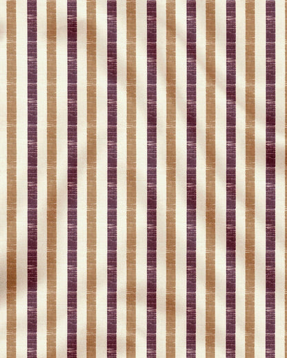 Beige with Wine and Antler Brown Multitrack Stripes Cotton Linen Shirt