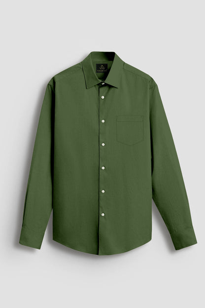 Basil Green Men's Giza Cotton Shirt