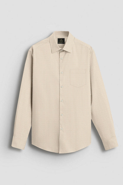 Frappe Brown and White Ninja Shuriken Printed Cotton Shirt