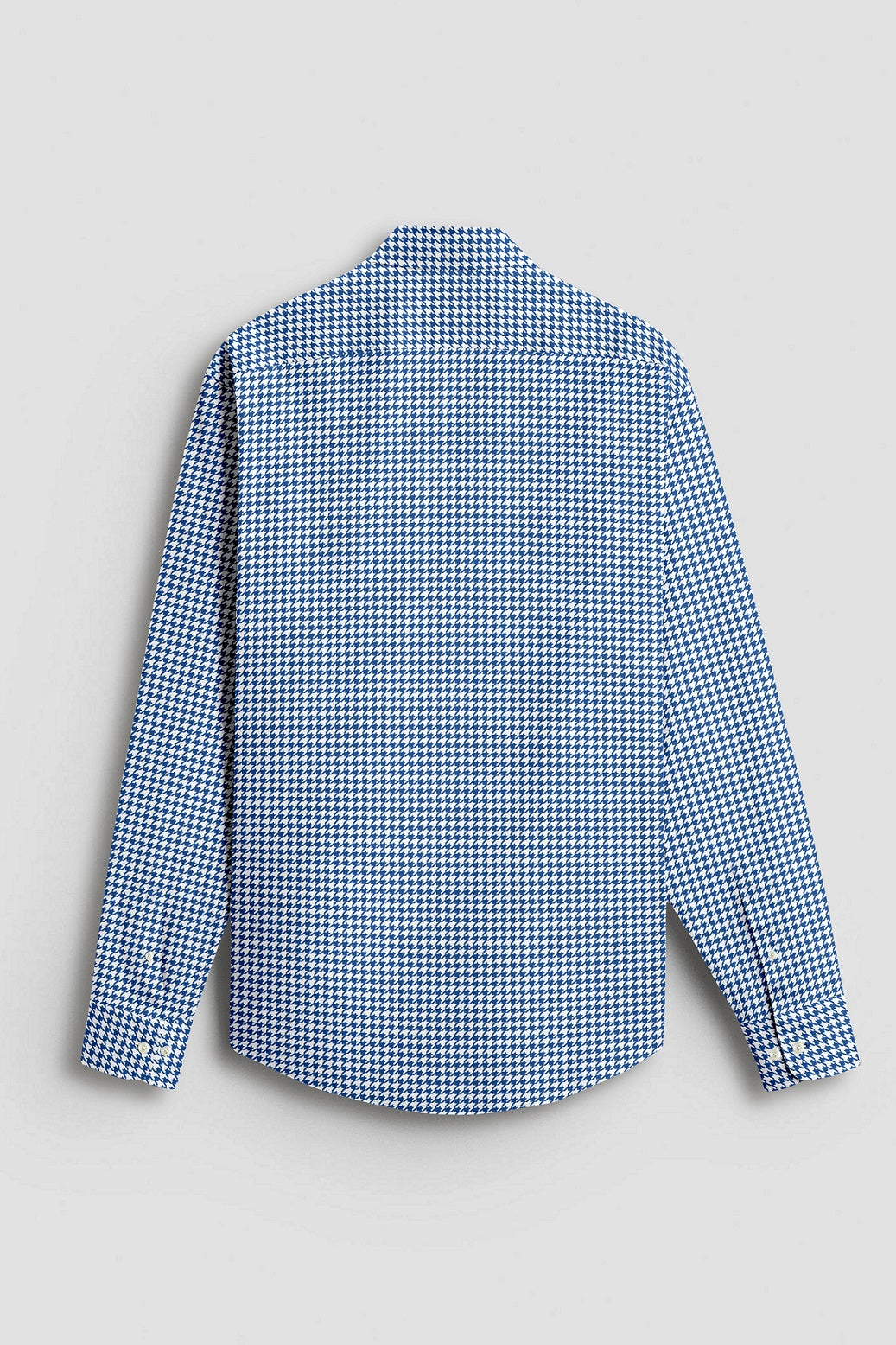 White and Baleine Blue Hounds Tooth Checks Cotton Shirt
