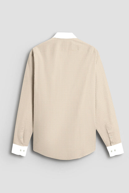 Frappe Brown and White Ninja Shuriken Printed Designer Cotton Shirt