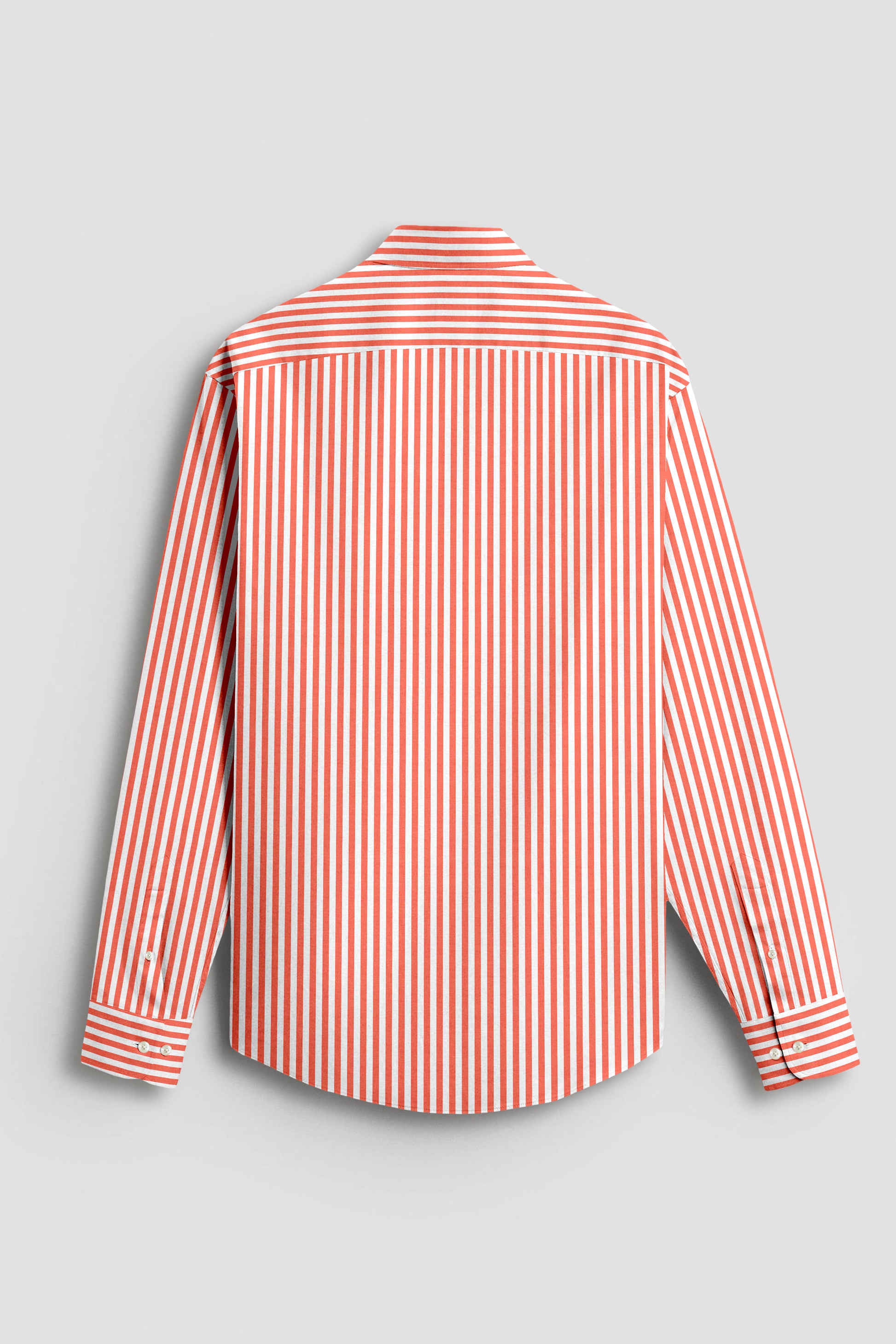White and Celosia Orange Candy Stripes Cotton Shirt