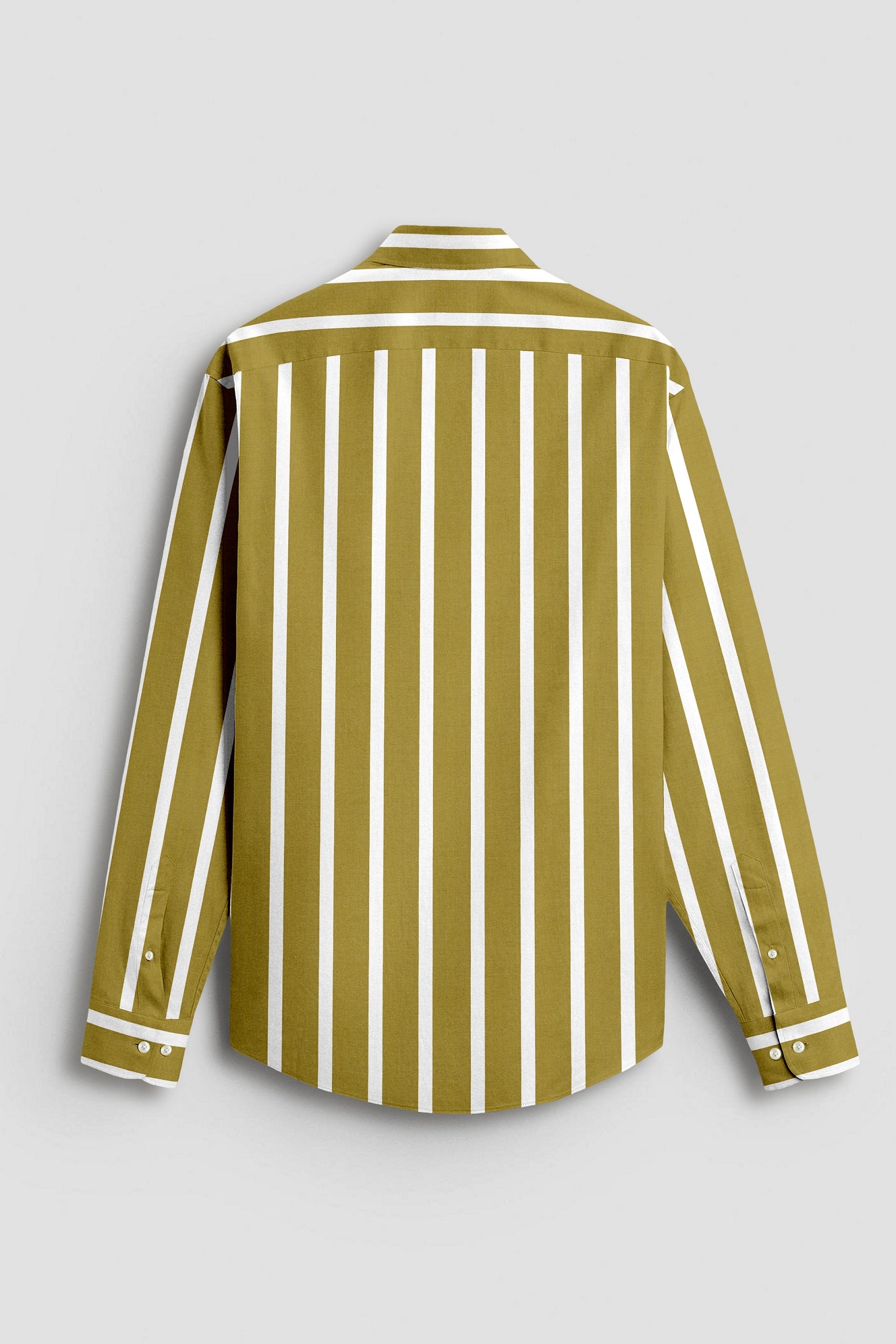 Golden Olive and White Wide Chalk Stripes Cotton Shirt