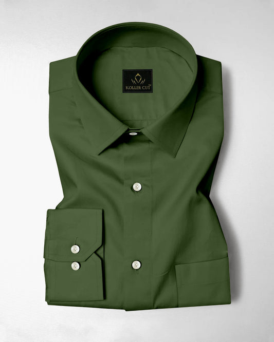 Basil Green Men's Giza Cotton Shirt