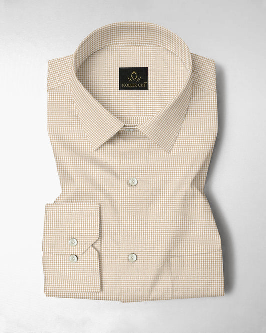 Frappe Brown and White Ninja Shuriken Printed Cotton Shirt