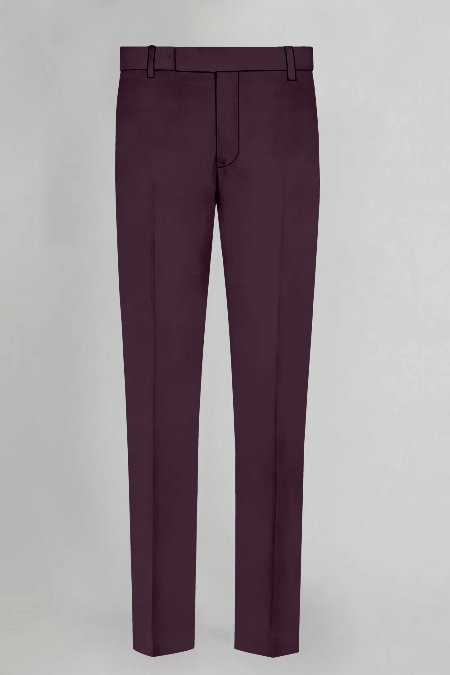 Wine Purple Solid Wool Blend Pant
