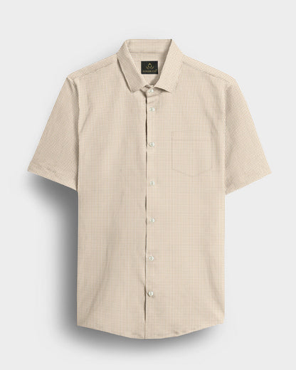 Frappe Brown and White Ninja Shuriken Printed Cotton Shirt