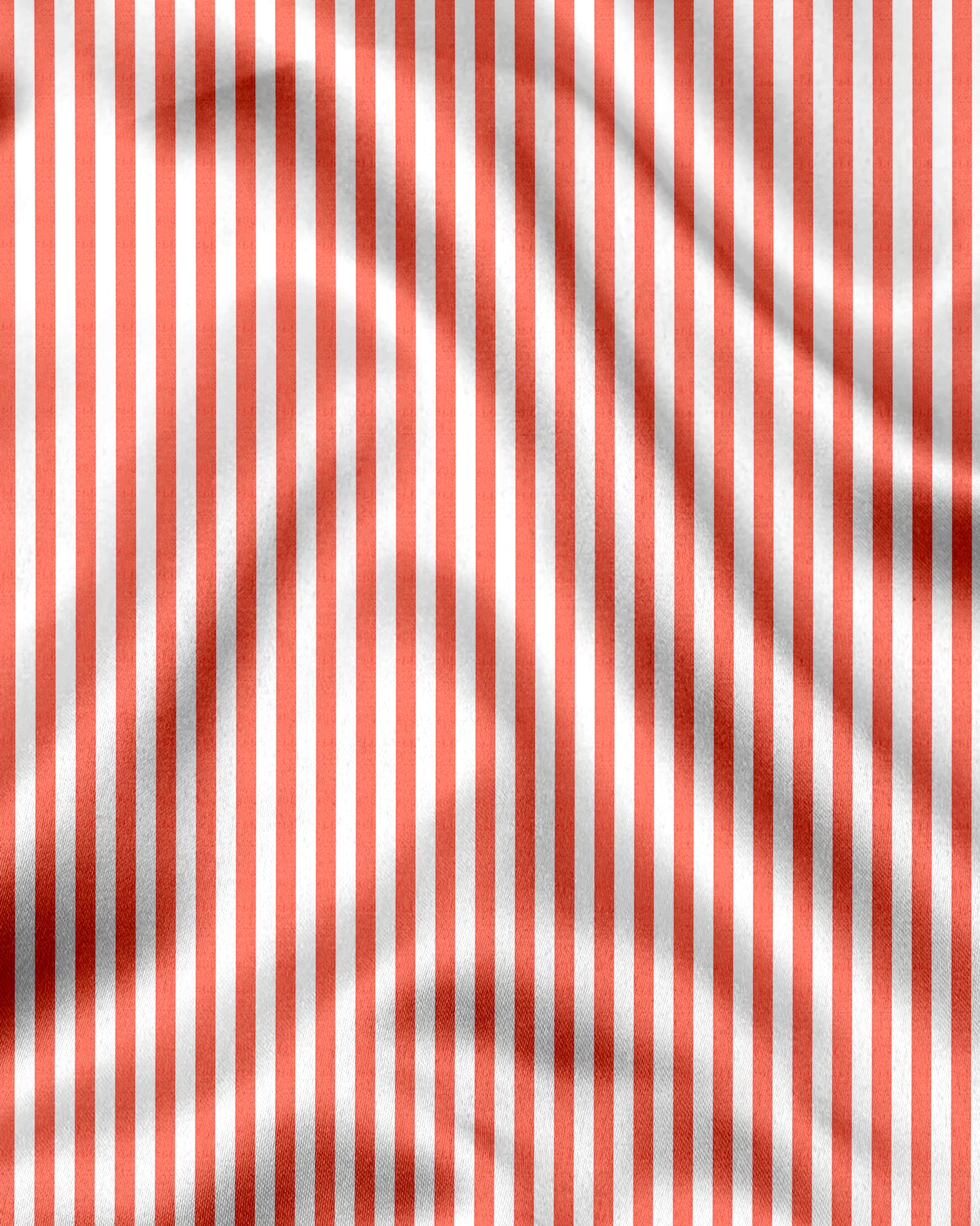 White and Celosia Orange Candy Stripes Cotton Shirt