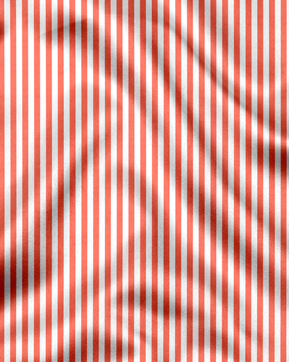 White and Celosia Orange Candy Stripes Cotton Shirt