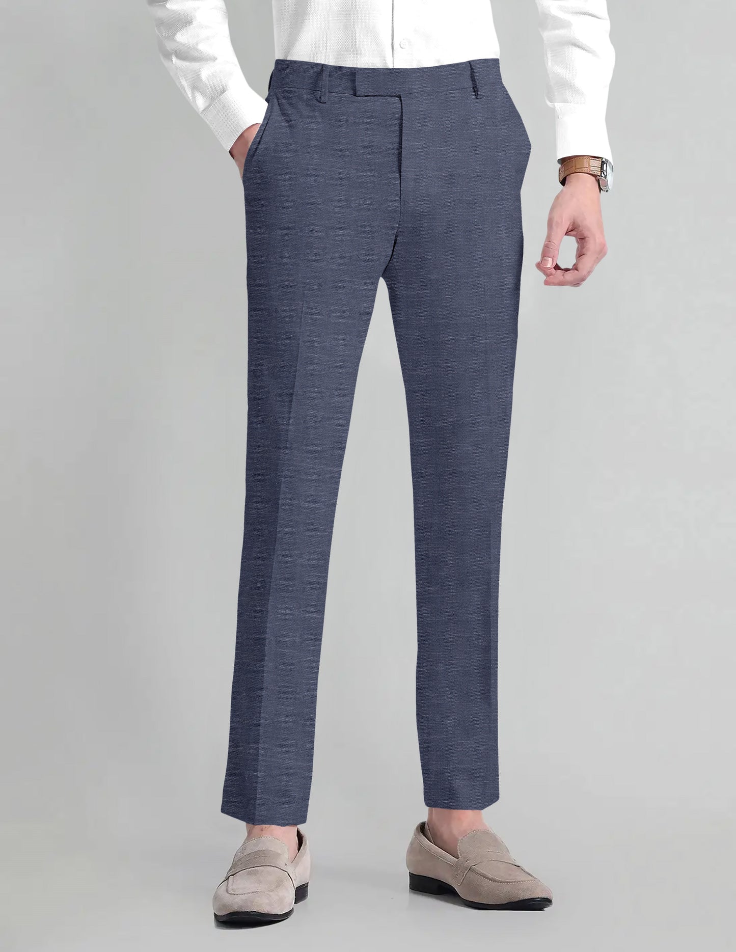 Medieval Blue Cotton Linen Blend Pant