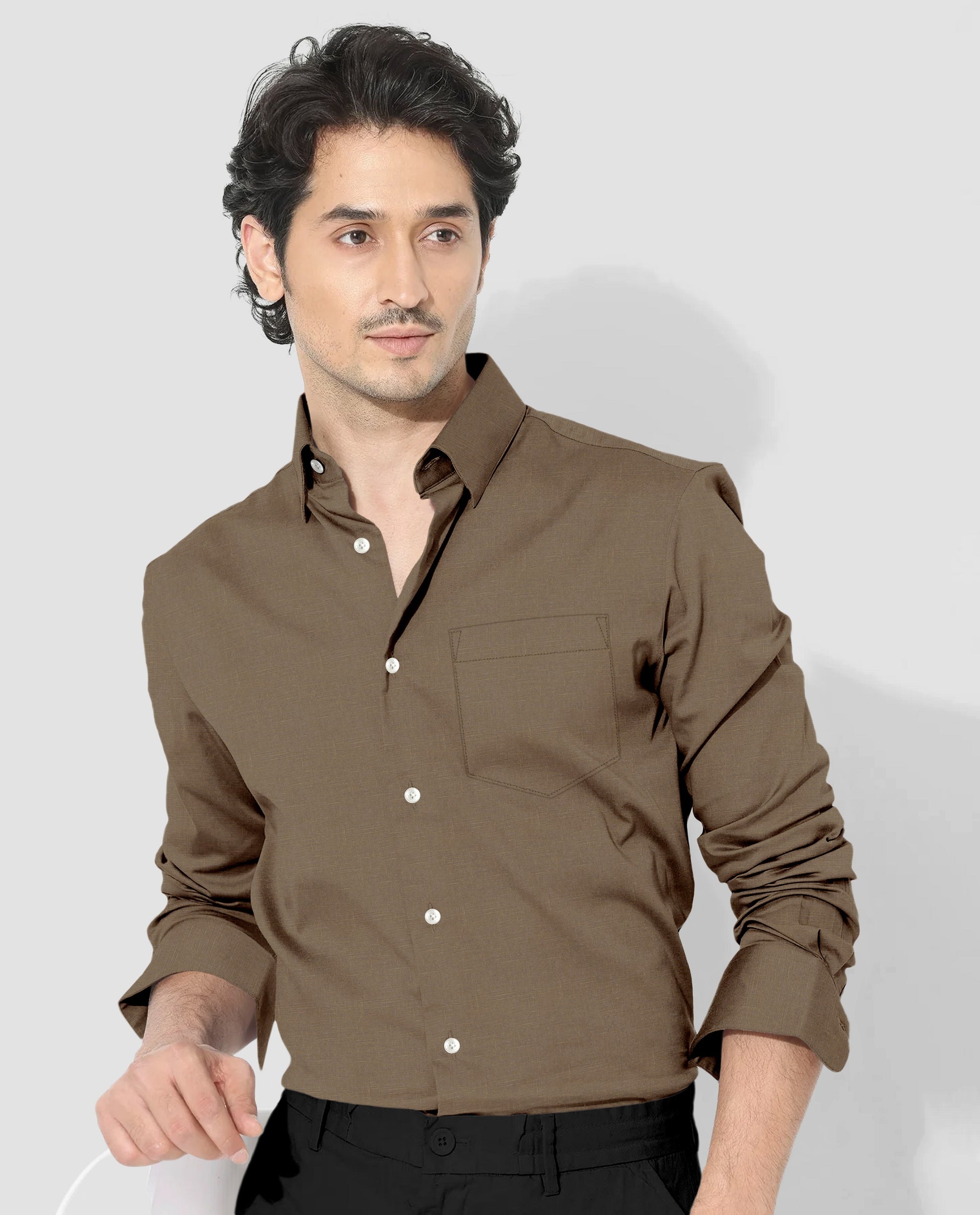 Chamoisee Brown Luxurious Linen Shirt