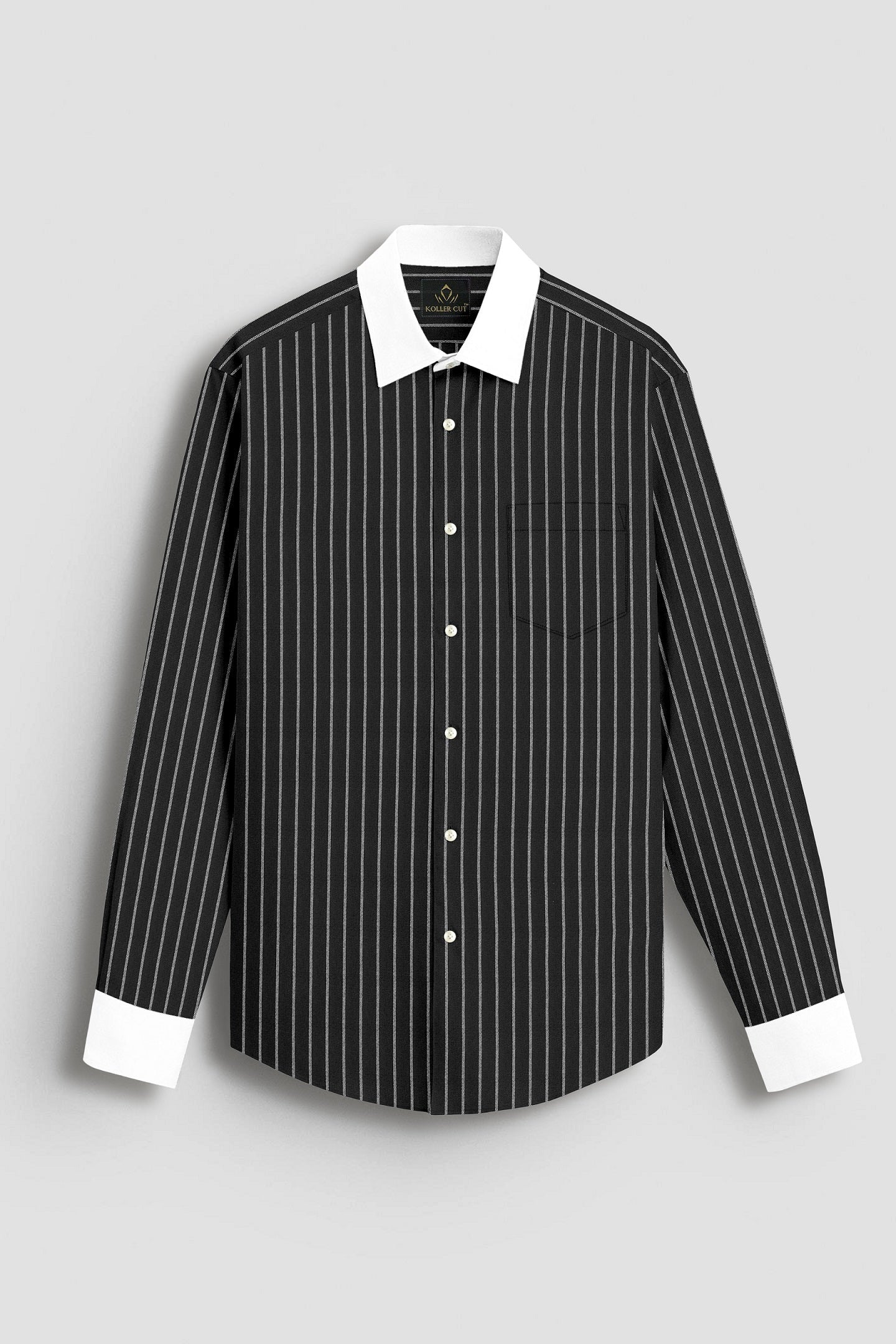 Ebony Black and Snow White Stripes Designer Oxford Cotton Shirt