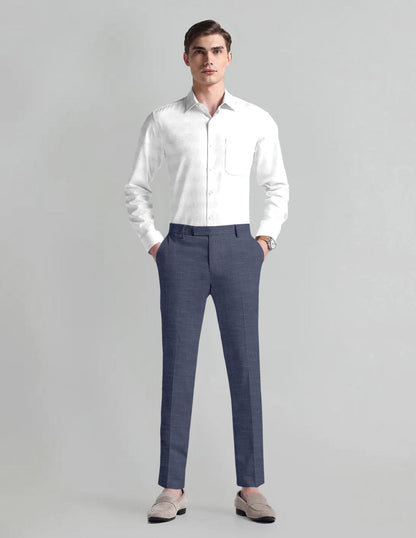 Medieval Blue Cotton Linen Blend Pant