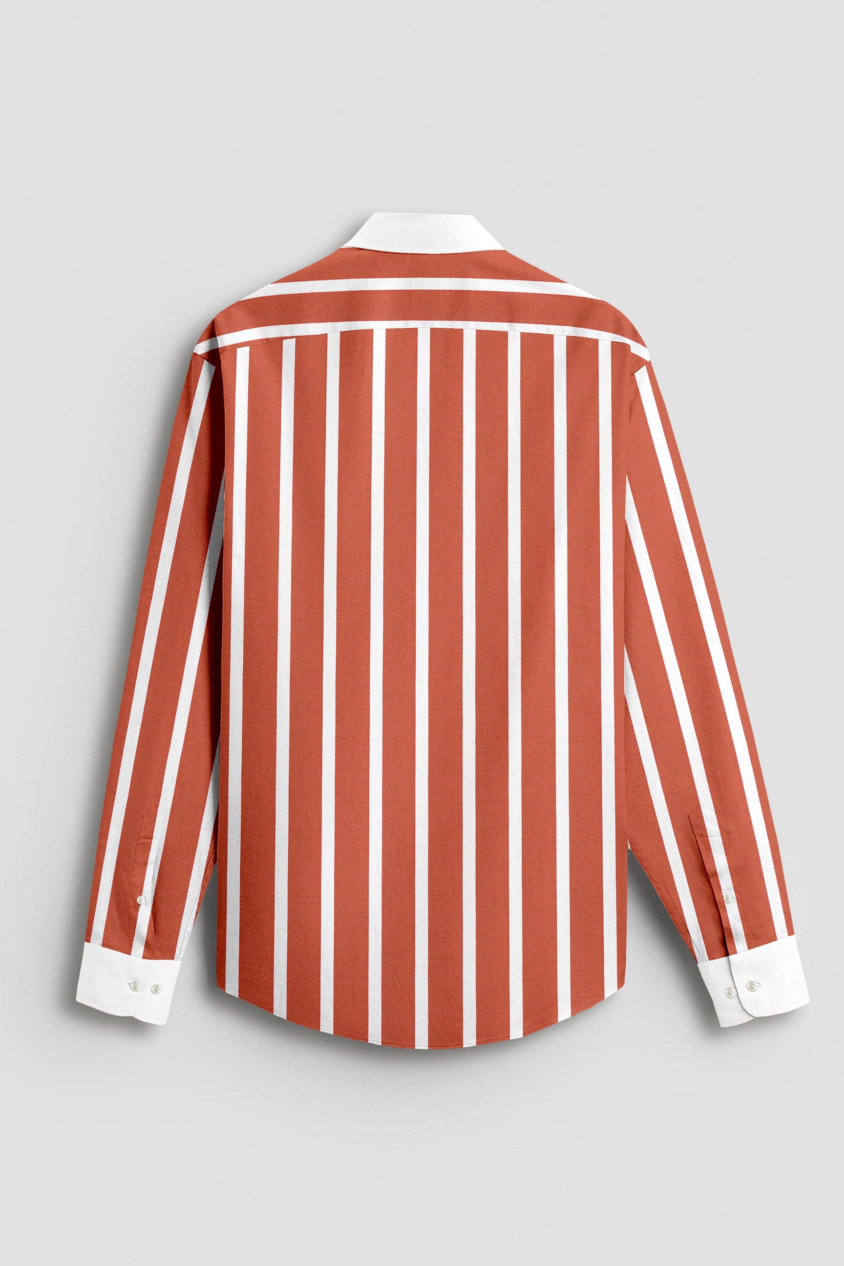 Celosia Orange and White Wide Chalk Stripes Designer Cotton Shirt