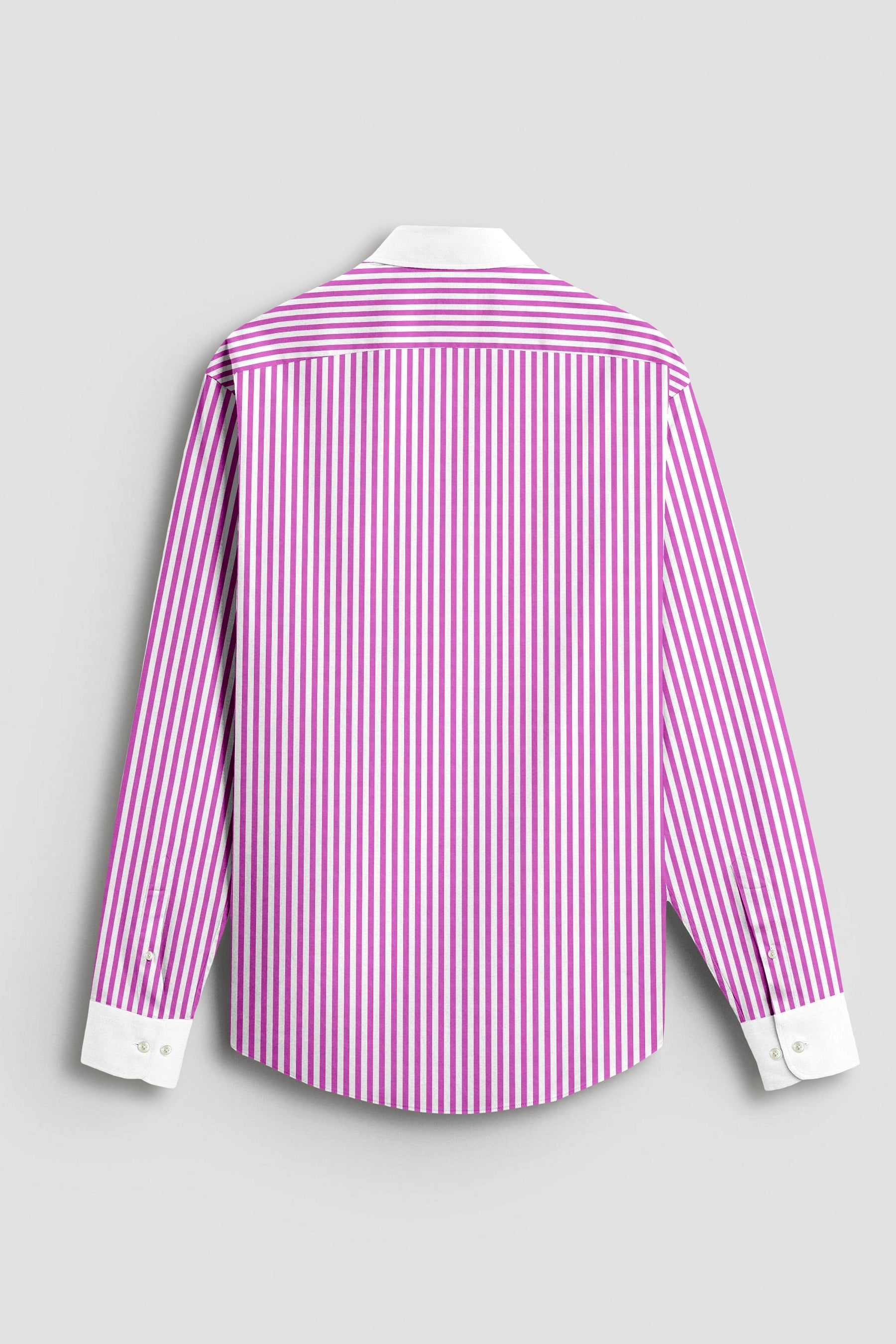 White and Tillandsia Purple Candy Stripes Designer Cotton Shirt