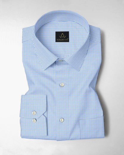 Carolina Blue and Ninja Shuriken Printed Cotton Shirt