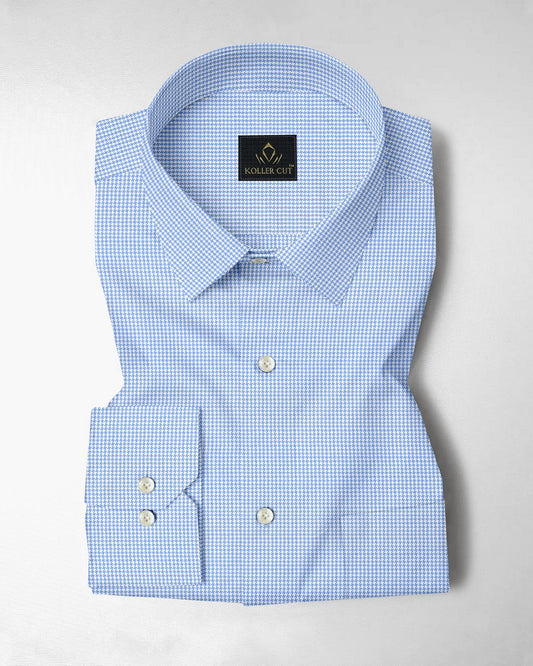 Carolina Blue and Ninja Shuriken Printed Cotton Shirt