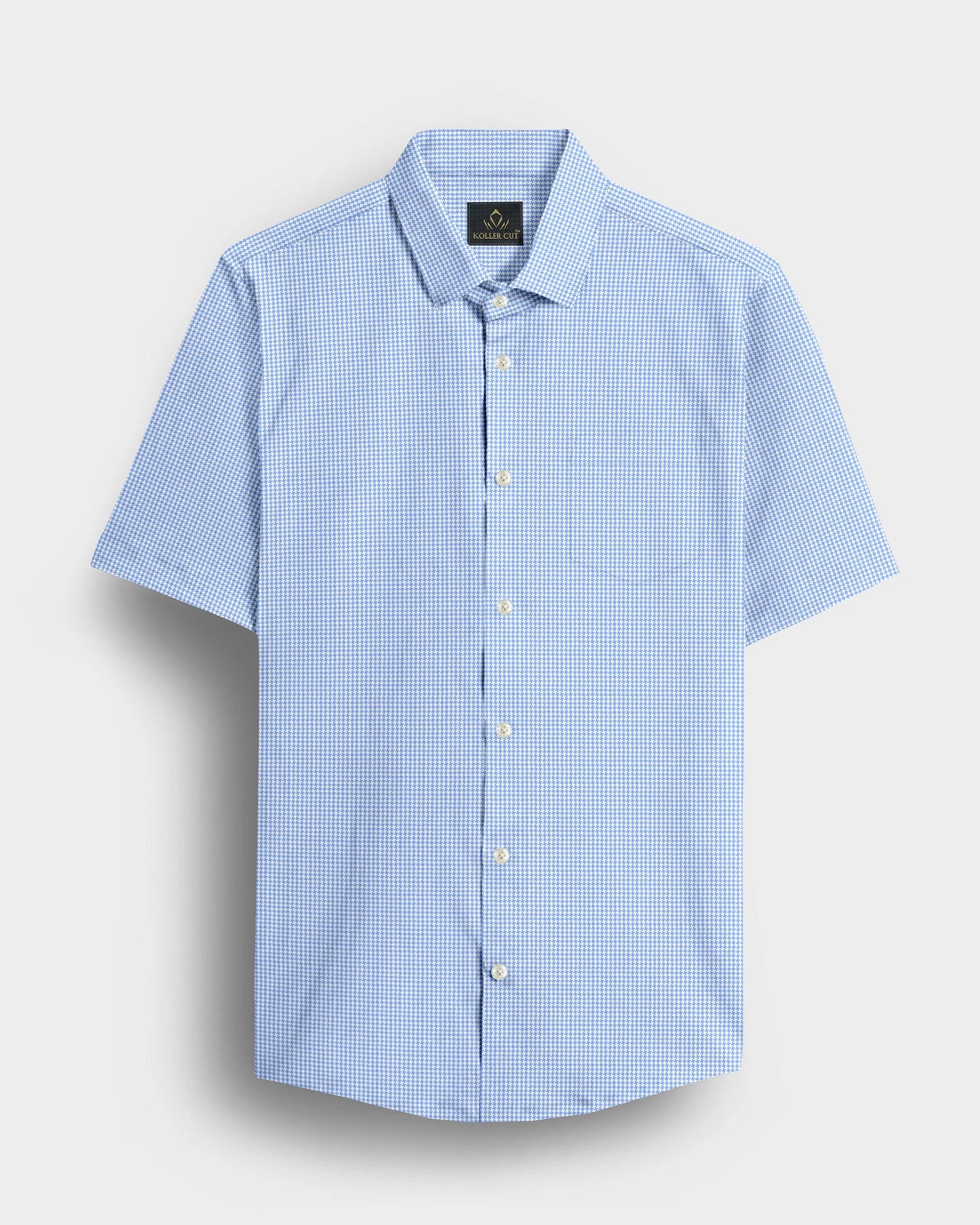 Carolina Blue and Ninja Shuriken Printed Cotton Shirt