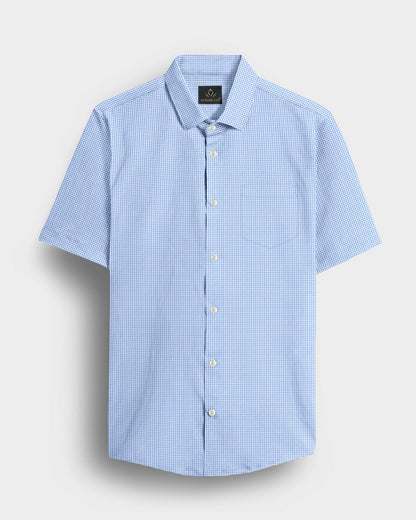 Carolina Blue and Ninja Shuriken Printed Cotton Shirt