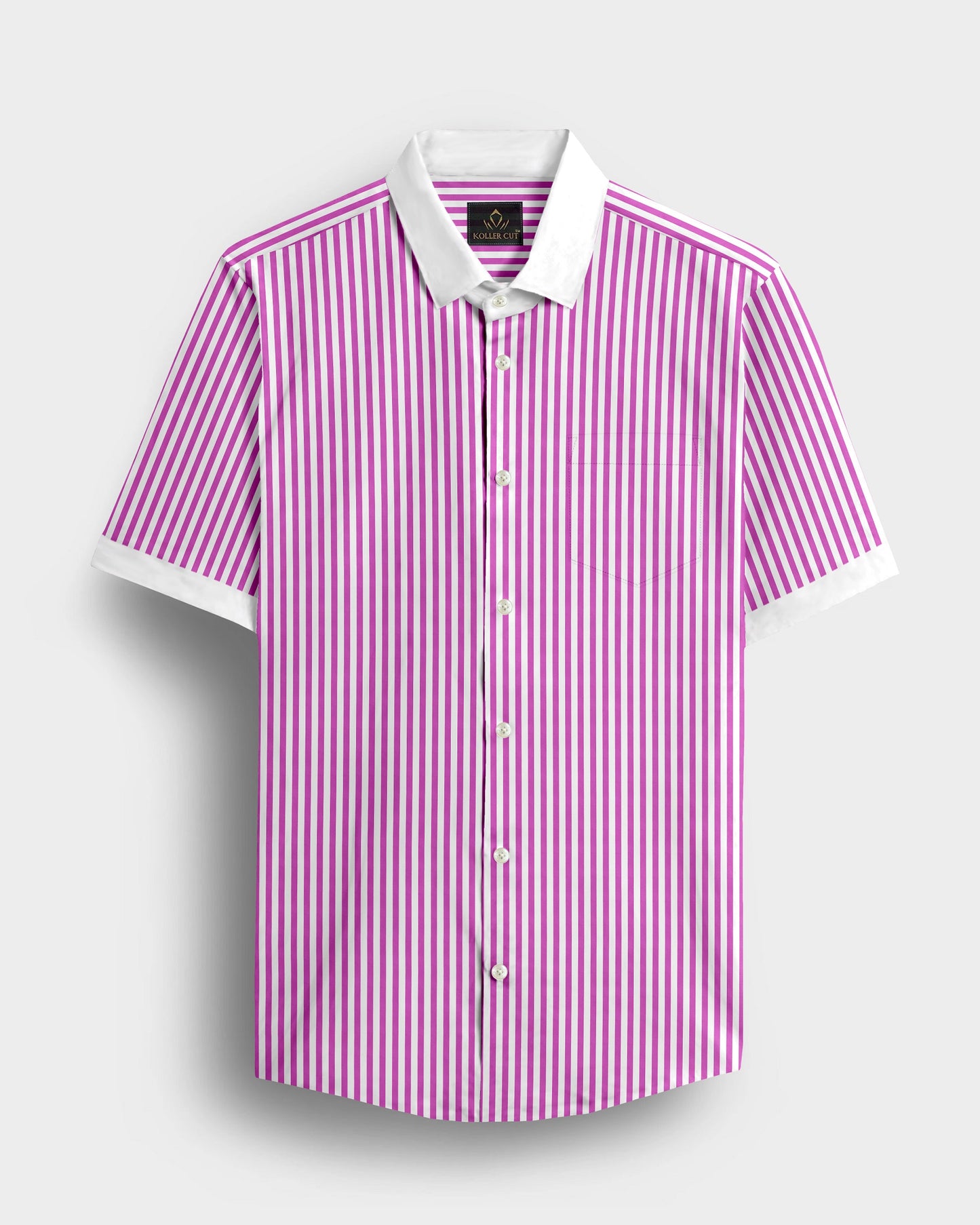 White and Tillandsia Purple Candy Stripes Designer Cotton Shirt