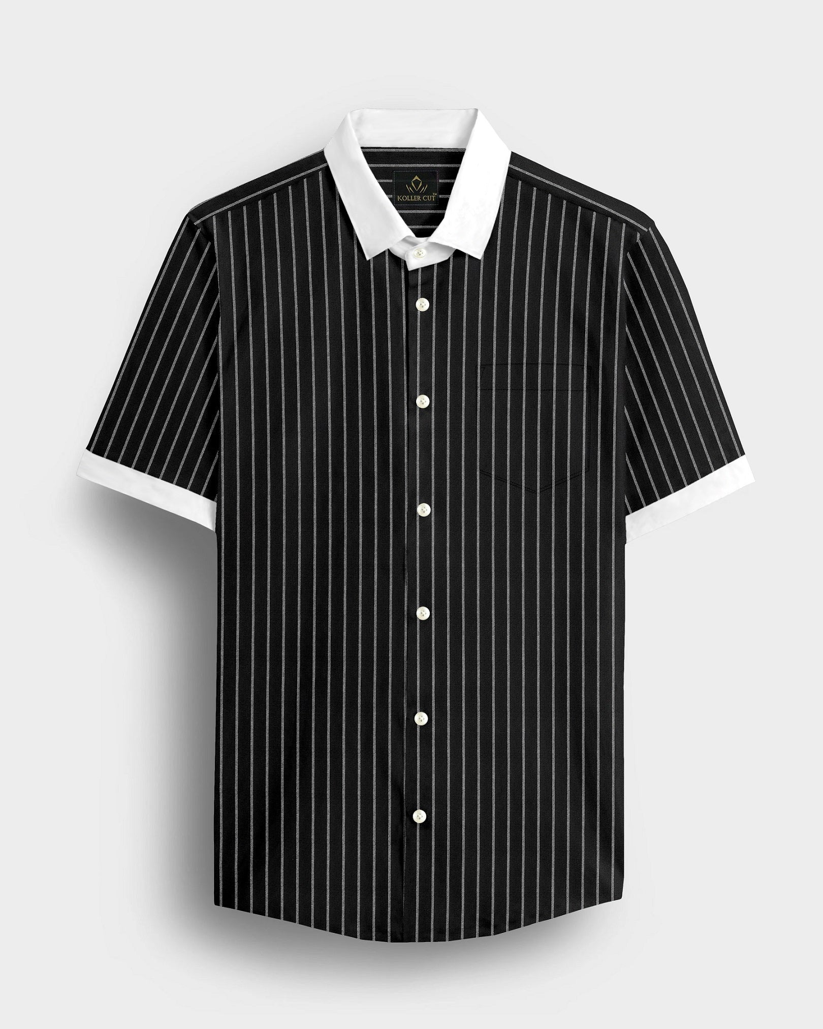 Ebony Black and Snow White Stripes Designer Oxford Cotton Shirt