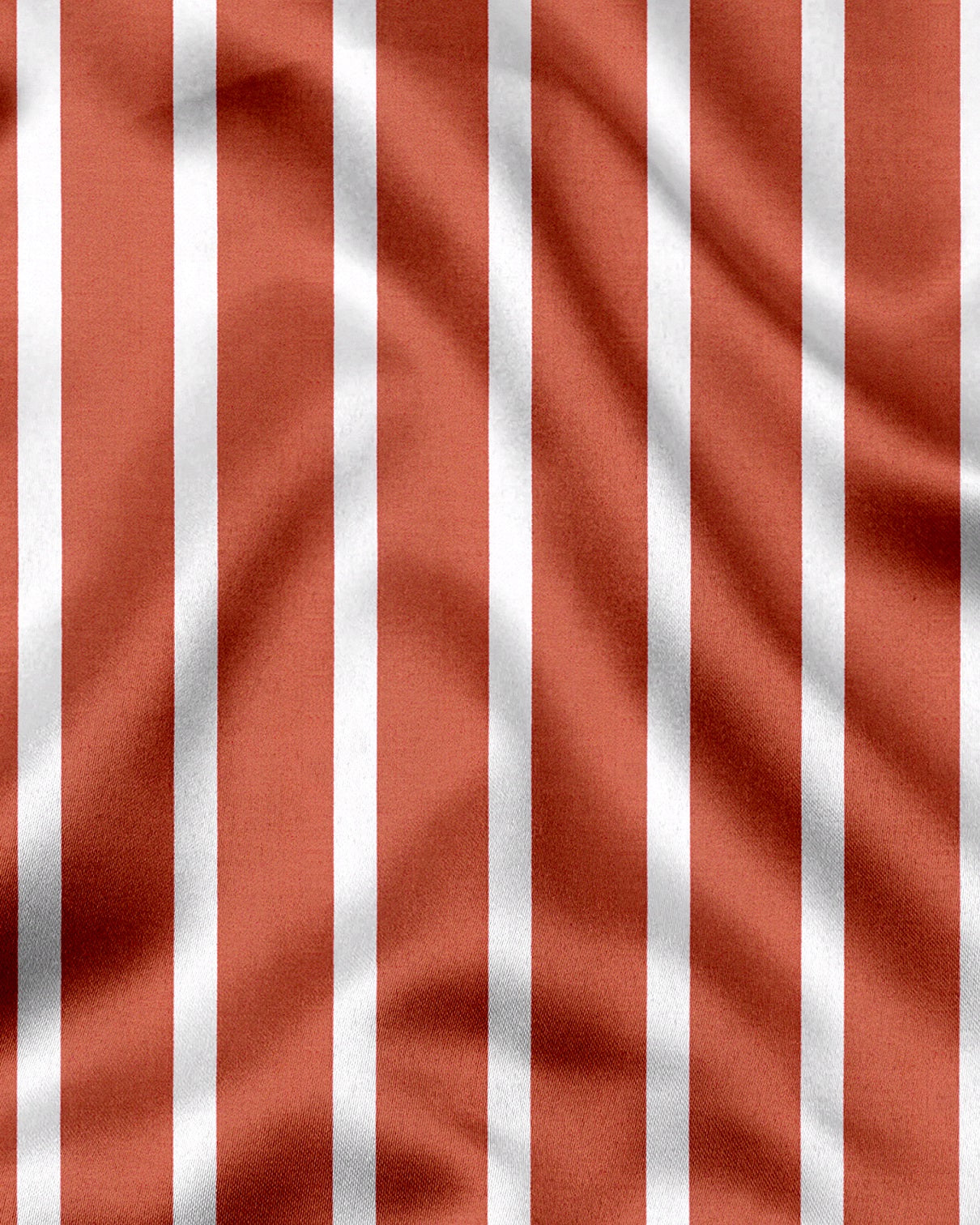 Celosia Orange and White Wide Chalk Stripes Cotton Shirt