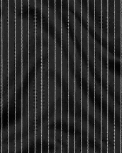 Ebony Black and Snow White Stripes Designer Oxford Cotton Shirt