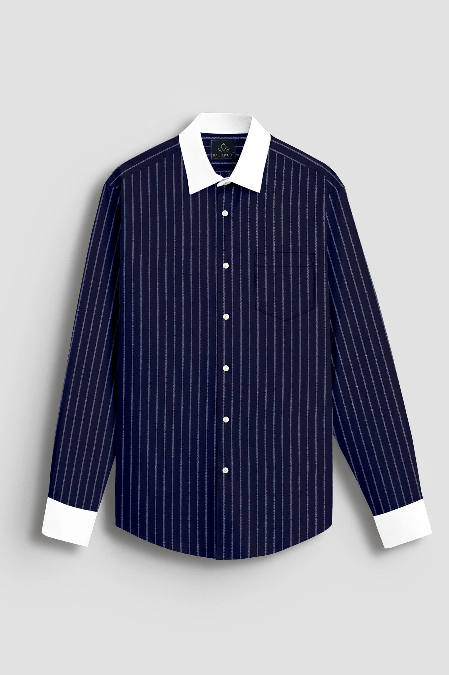 Oxford Blue and Snow White Stripes Designer Oxford Cotton Shirt
