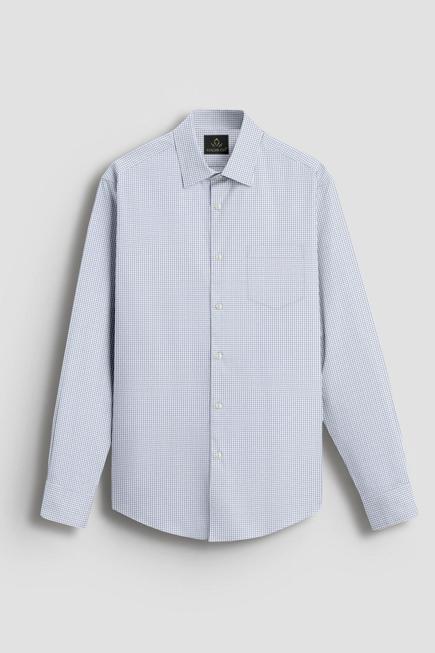 Glacier Gray and White Ninja Shuriken Printed Cotton Shirt