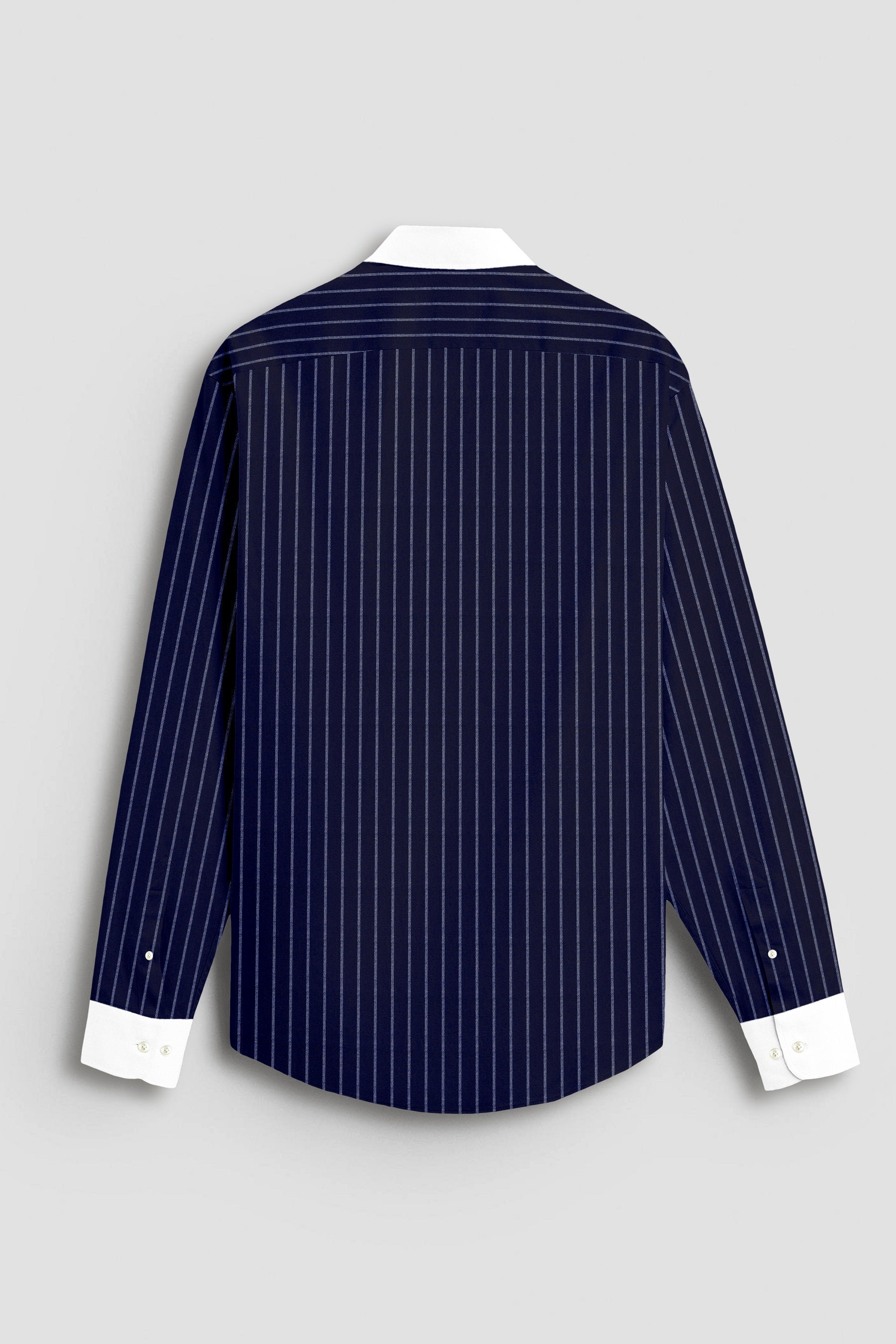 Oxford Blue and Snow White Stripes Designer Oxford Cotton Shirt
