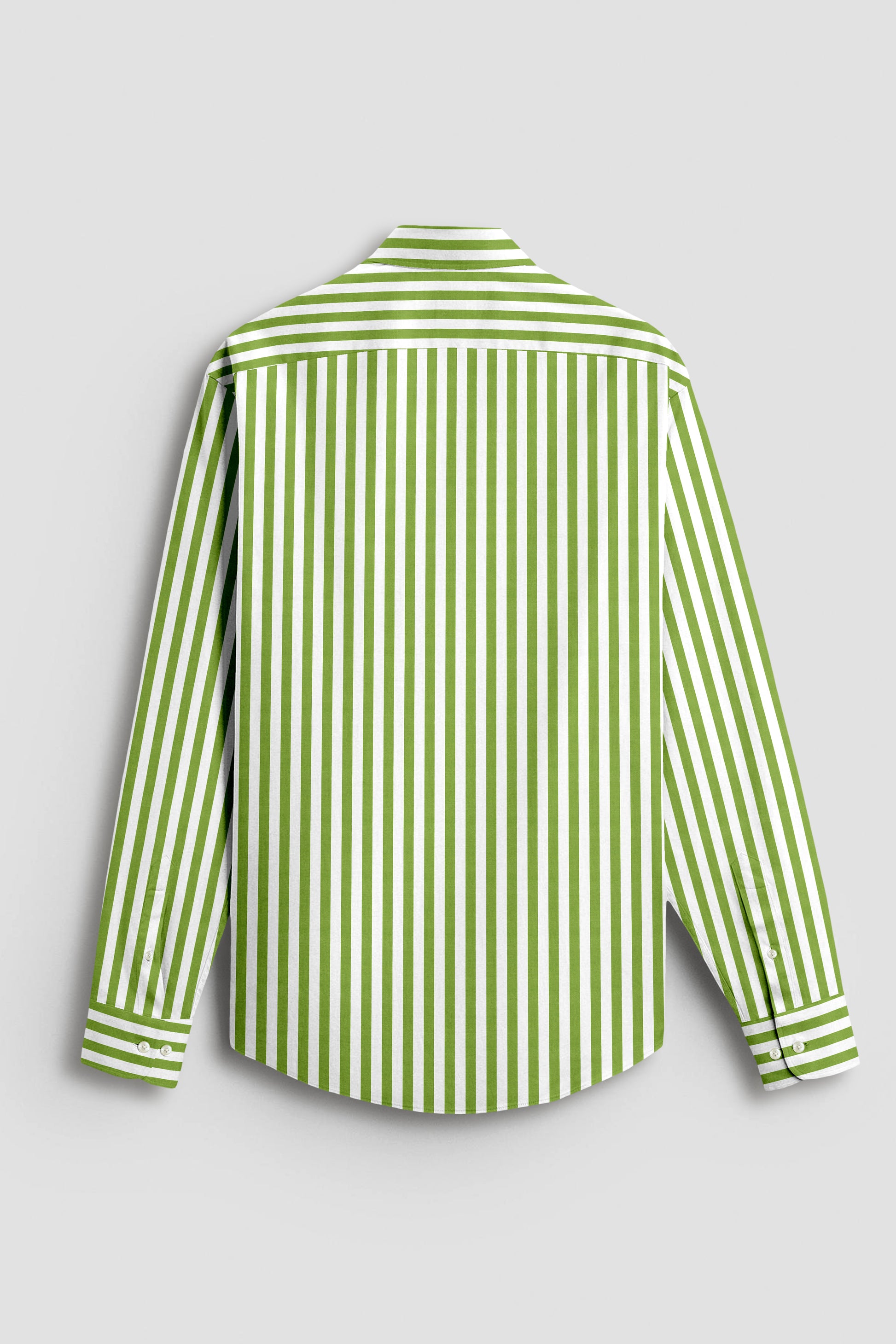 White and Kiwi Green Chalk Stripes Cotton Shirt