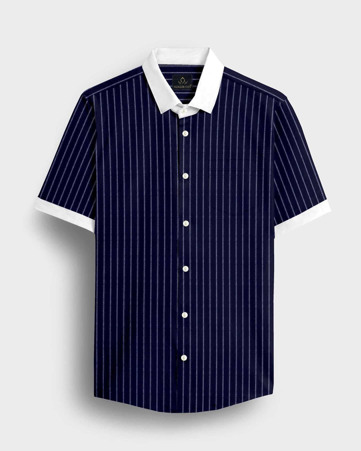 Oxford Blue and Snow White Stripes Designer Oxford Cotton Shirt