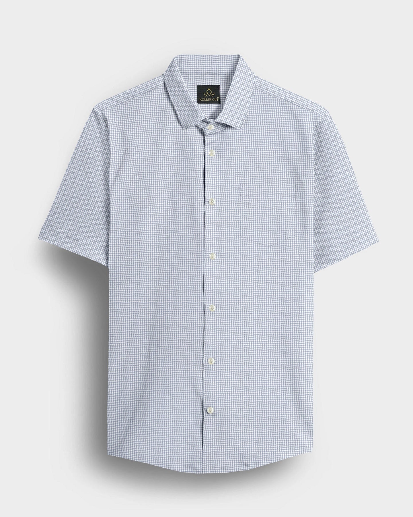 Glacier Gray and White Ninja Shuriken Printed Cotton Shirt