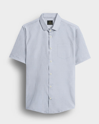 Glacier Gray and White Ninja Shuriken Printed Cotton Shirt