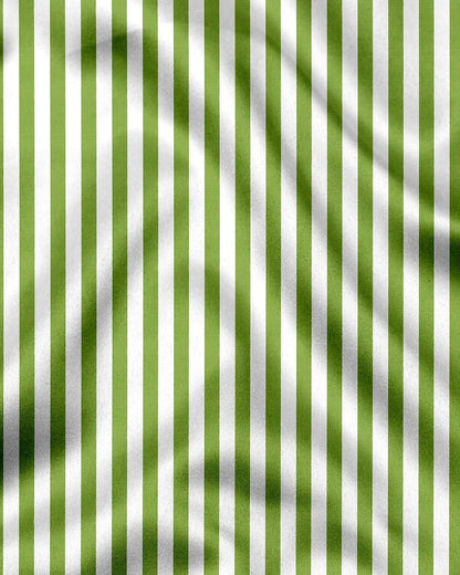 White and Kiwi Green Chalk Stripes Designer Cotton Shirt