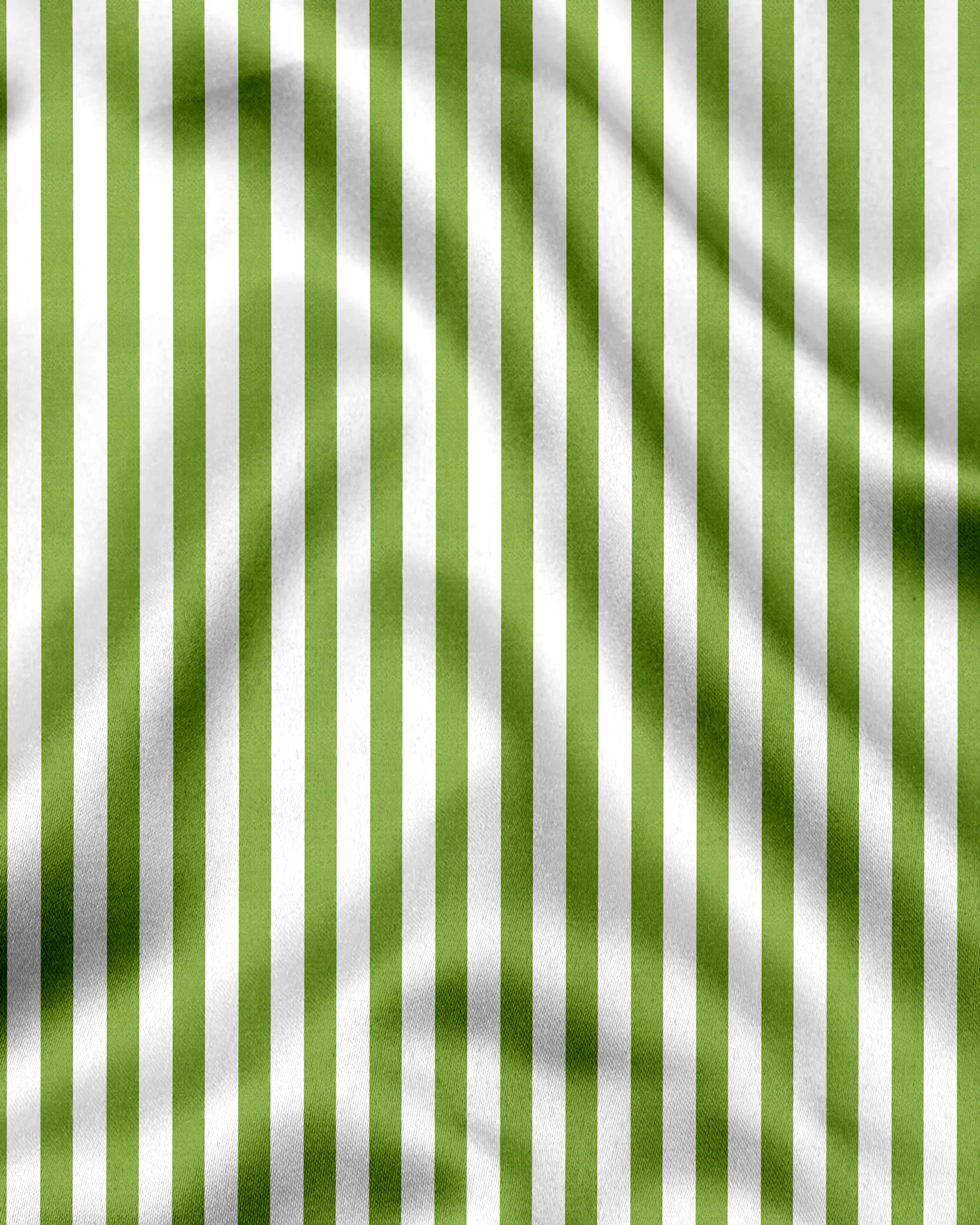 White and Kiwi Green Chalk Stripes Cotton Shirt