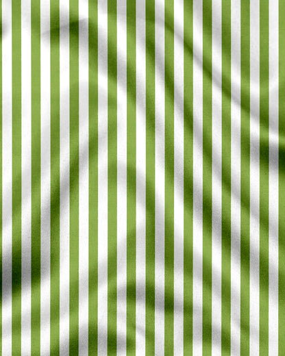 White and Kiwi Green Chalk Stripes Cotton Shirt