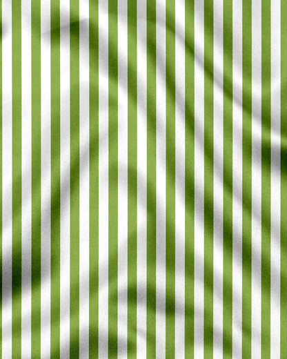 White and Kiwi Green Chalk Stripes Cotton Shirt
