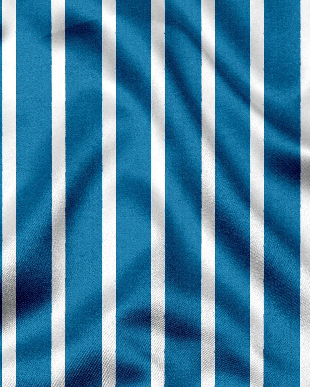 Bondi Blue and White Wide Chalk Stripes Cotton Shirt