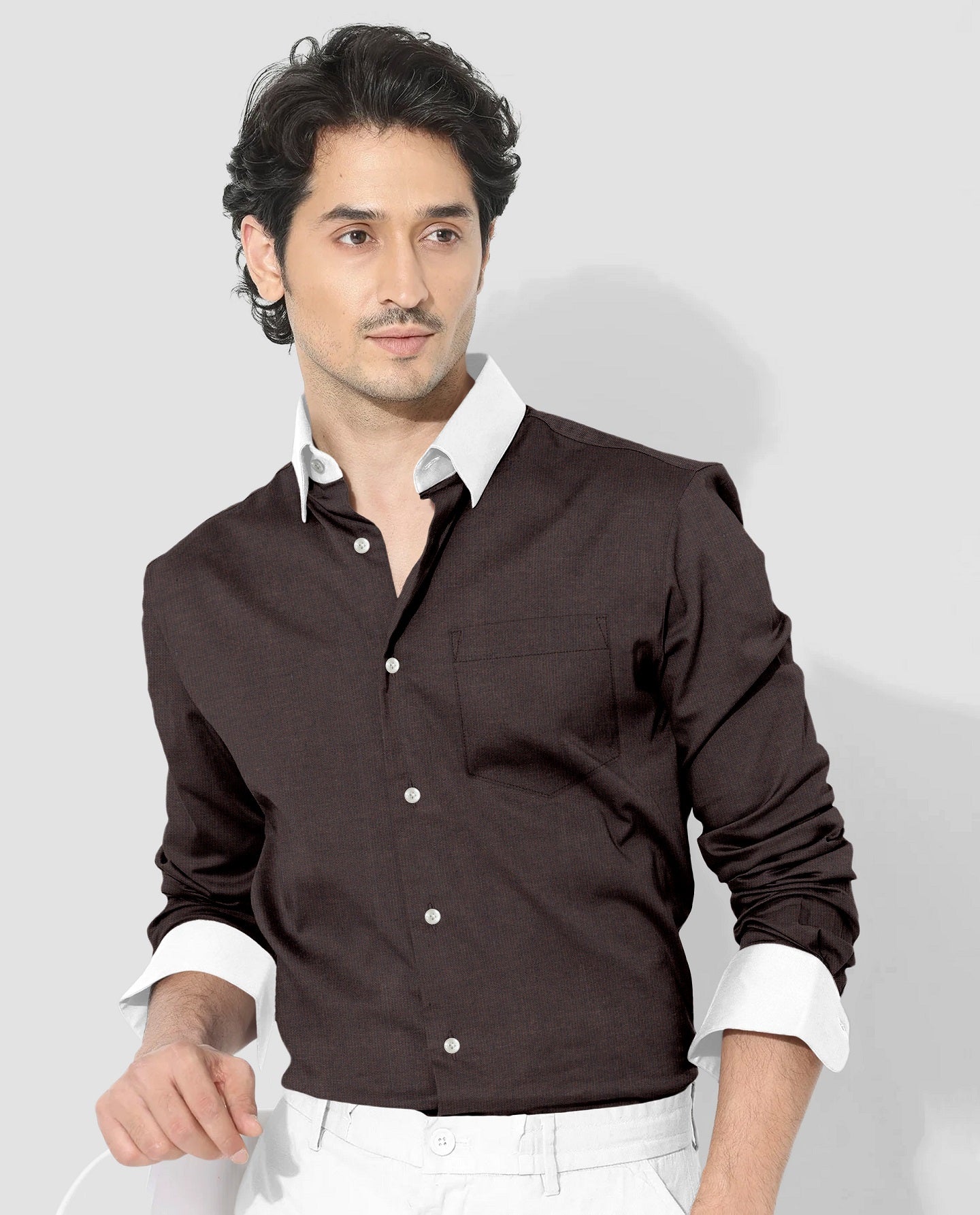 Coffee Brown Men's Luxurious Designer Linen Shirt